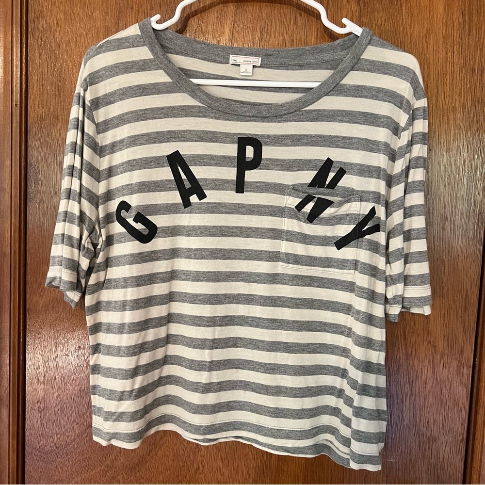 Vintage Gap NY Cropped Striped Box Short Sleeve Tee Women’s Small